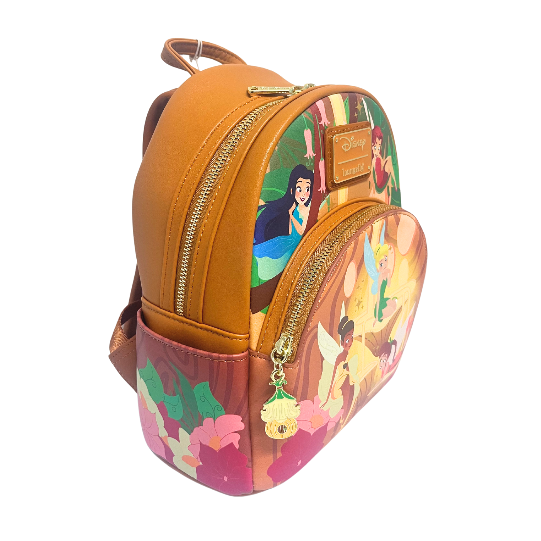 hollow flower mini backpack Loungefly Exclusive Disney Tinker Bell Pixie Hollow Fairies Glow in the Dark Mini Backpack