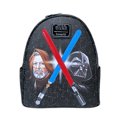Modern Pinup Exclusive Loungefly Star Wars Darth Vader and Obi-Wan Light Up Lightsaber Mini Backpack