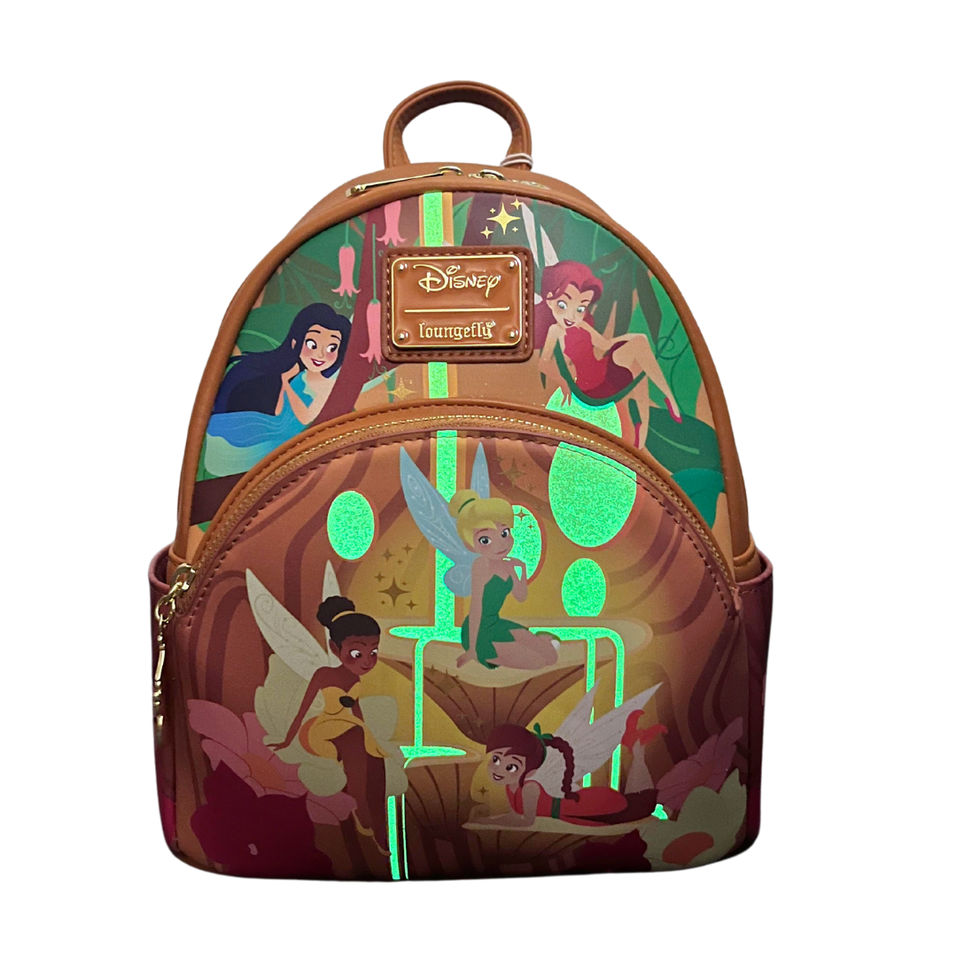 glow in the dark mini backpack Loungefly Exclusive Disney Tinker Bell Pixie Hollow Fairies Glow in the Dark Mini Backpack