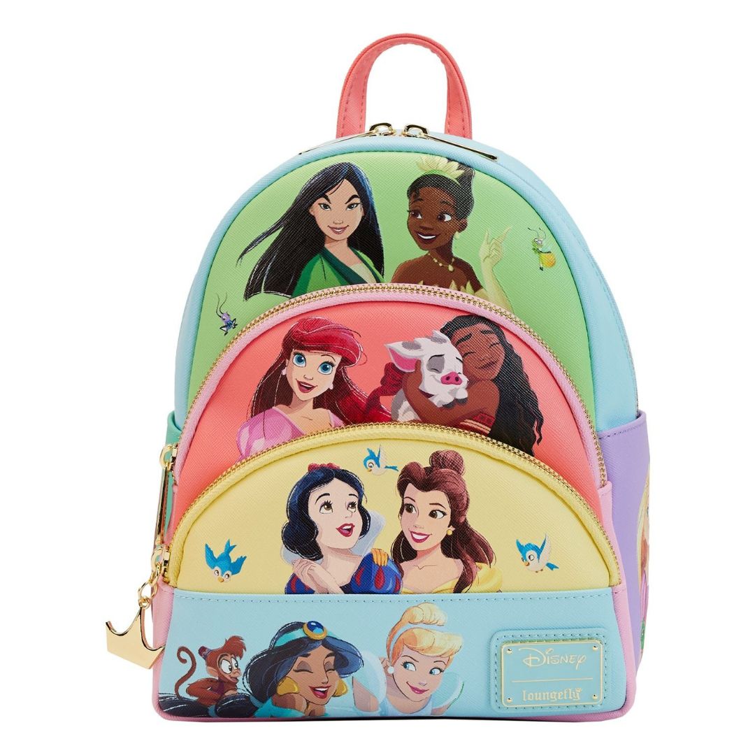 disney mini loungefly backpack Disney Princess Collage Triple Pocket Mini Backpack