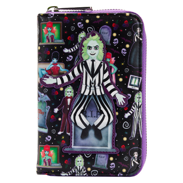 Loungefly Beetlejuice Icons AOP Zip Around Wallet