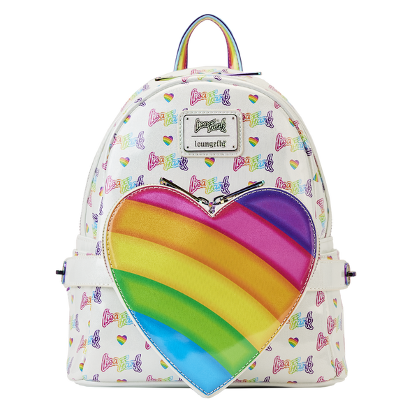 Loungefly Lisa Frank Logo Heart Detachable Rainbow Bag Mini Backpack