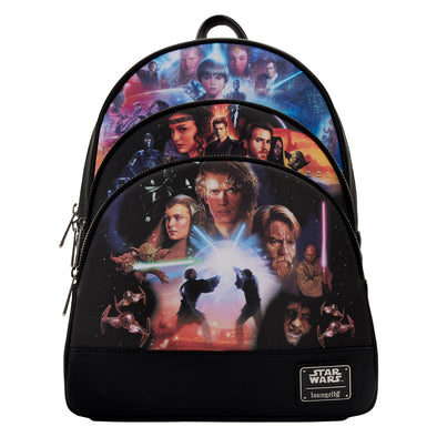 Loungefly Star Wars Trilogy 2 Triple Pocket Mini Backpack (BIG BAG, CHECK DIMENSIONS)
