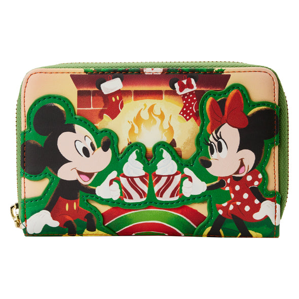 Loungefly Disney Mickey Minnie Hot Cocoa Fireplace Zip Around Wallet